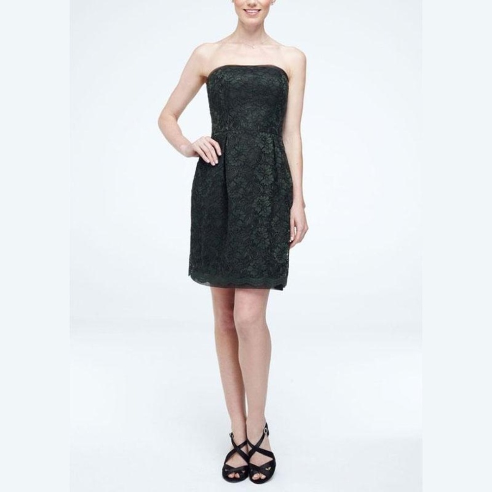 David's Bridal Short Strapless Lace Dress